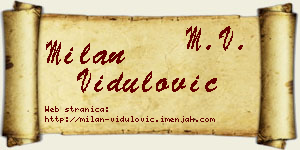 Milan Vidulović vizit kartica